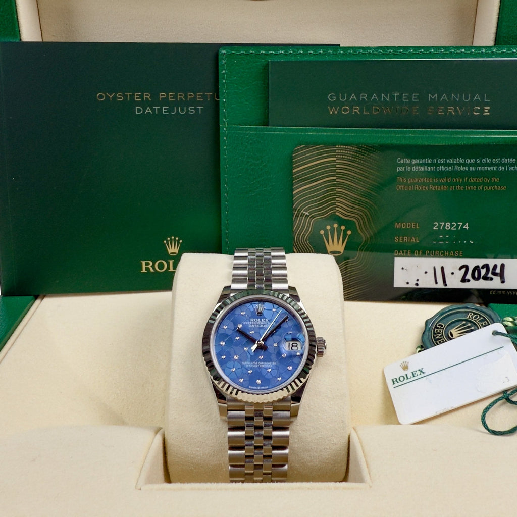 Datejust 31 Azzurro Floral Blue Diamonds - Box and Papers November 2024