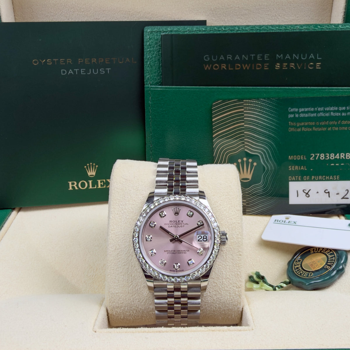 Rolex Datejust Lady 31 Pink Diamond - Box and Papers September 2021