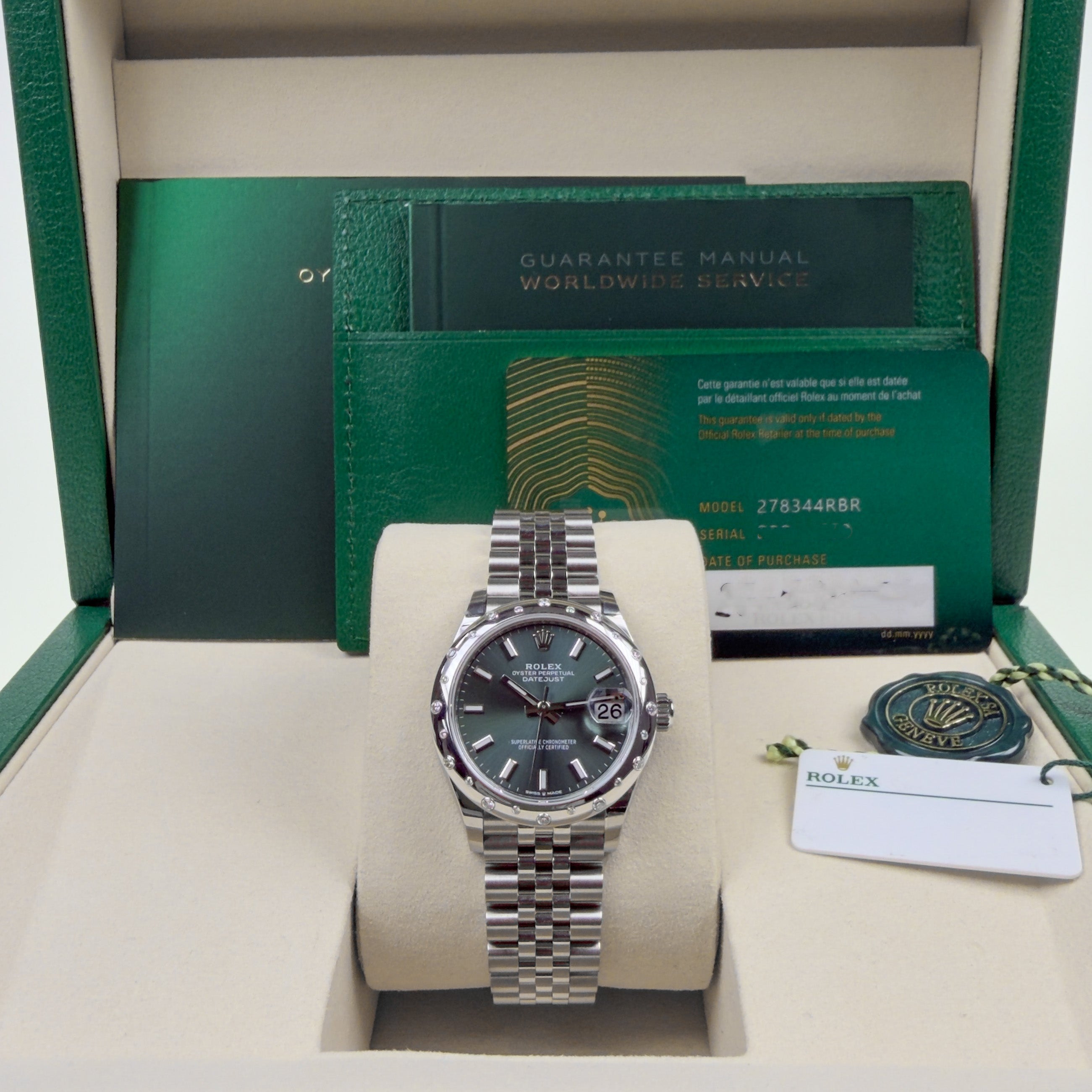 Datejust 31 Mint Green Diamonds - Unworn with Box and Papers 2026